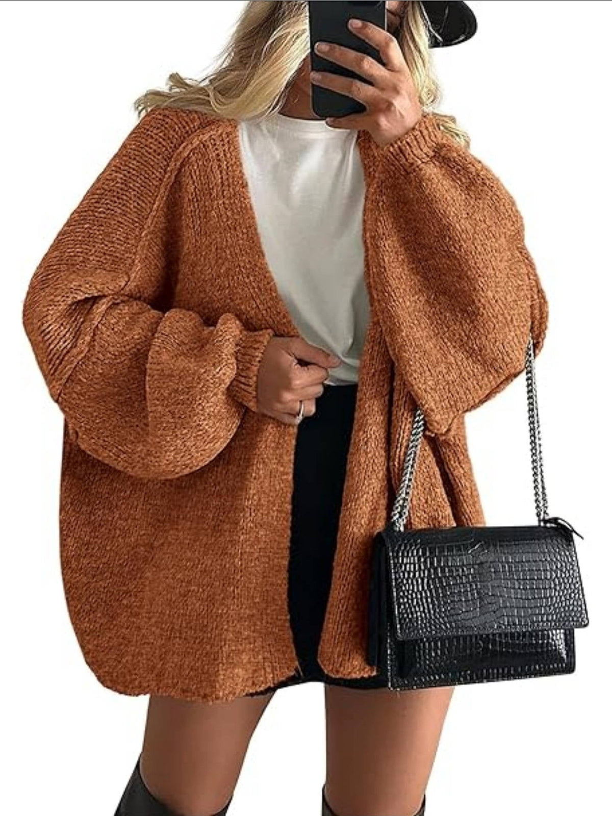Elena | Oversized Knit Cardigan with Open Front