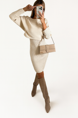 Isla | Ribbed Knit Midi Dress with Long Sleeves