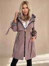 Giselle | Modern Trench Coat with Hood and Checked Details