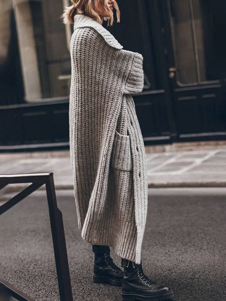 Marlene | Chunky-Knit Longline Cardigan with Shawl Collar