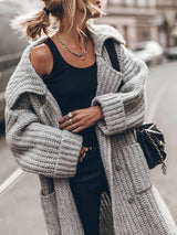 Marlene | Chunky-Knit Longline Cardigan with Shawl Collar