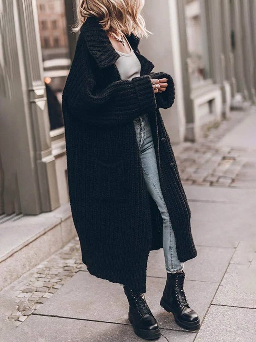 Marlene | Chunky-Knit Longline Cardigan with Shawl Collar