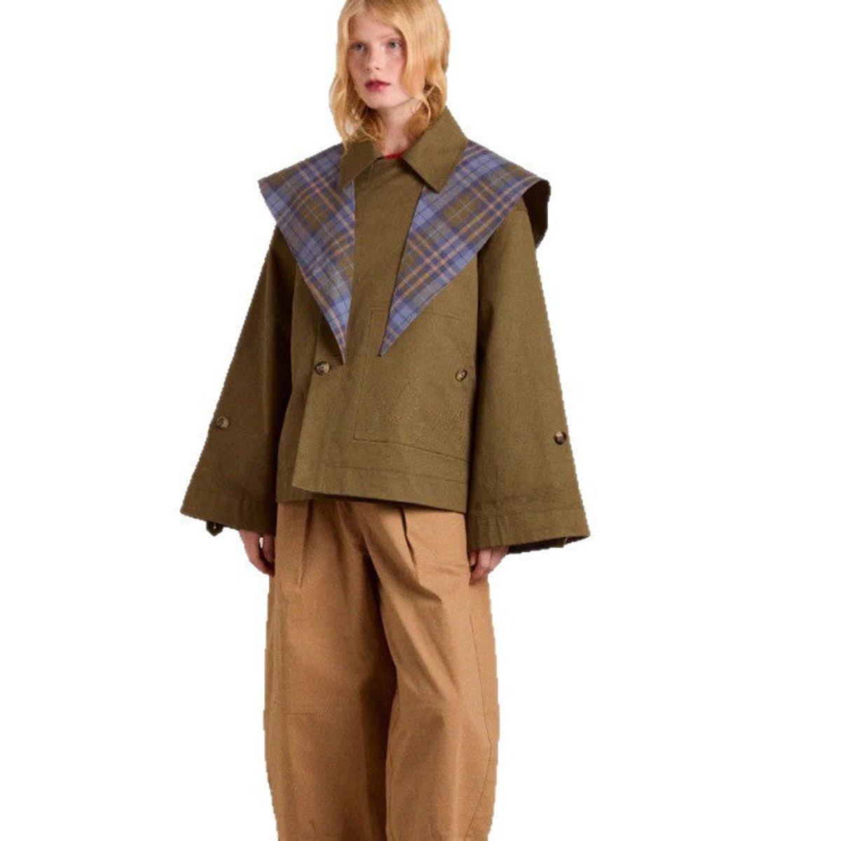 Harriet | Oversized Trench Coat with Checked Details