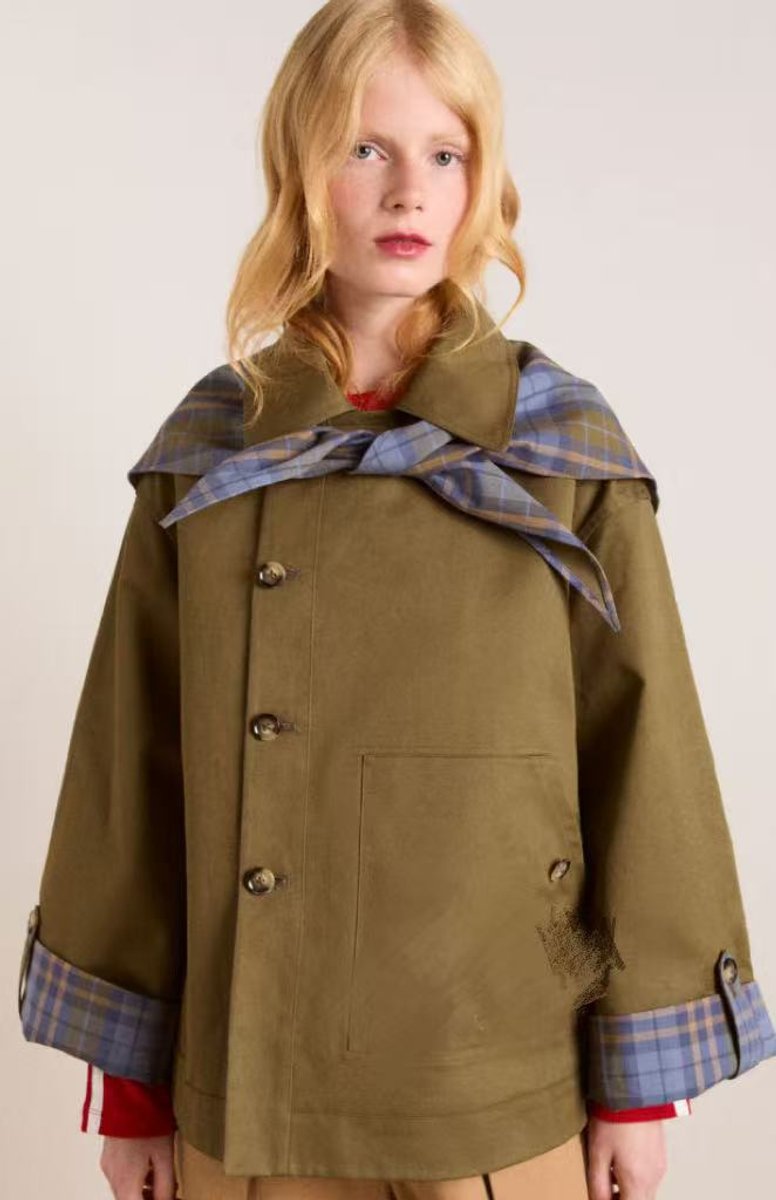 Harriet | Oversized Trench Coat with Checked Details