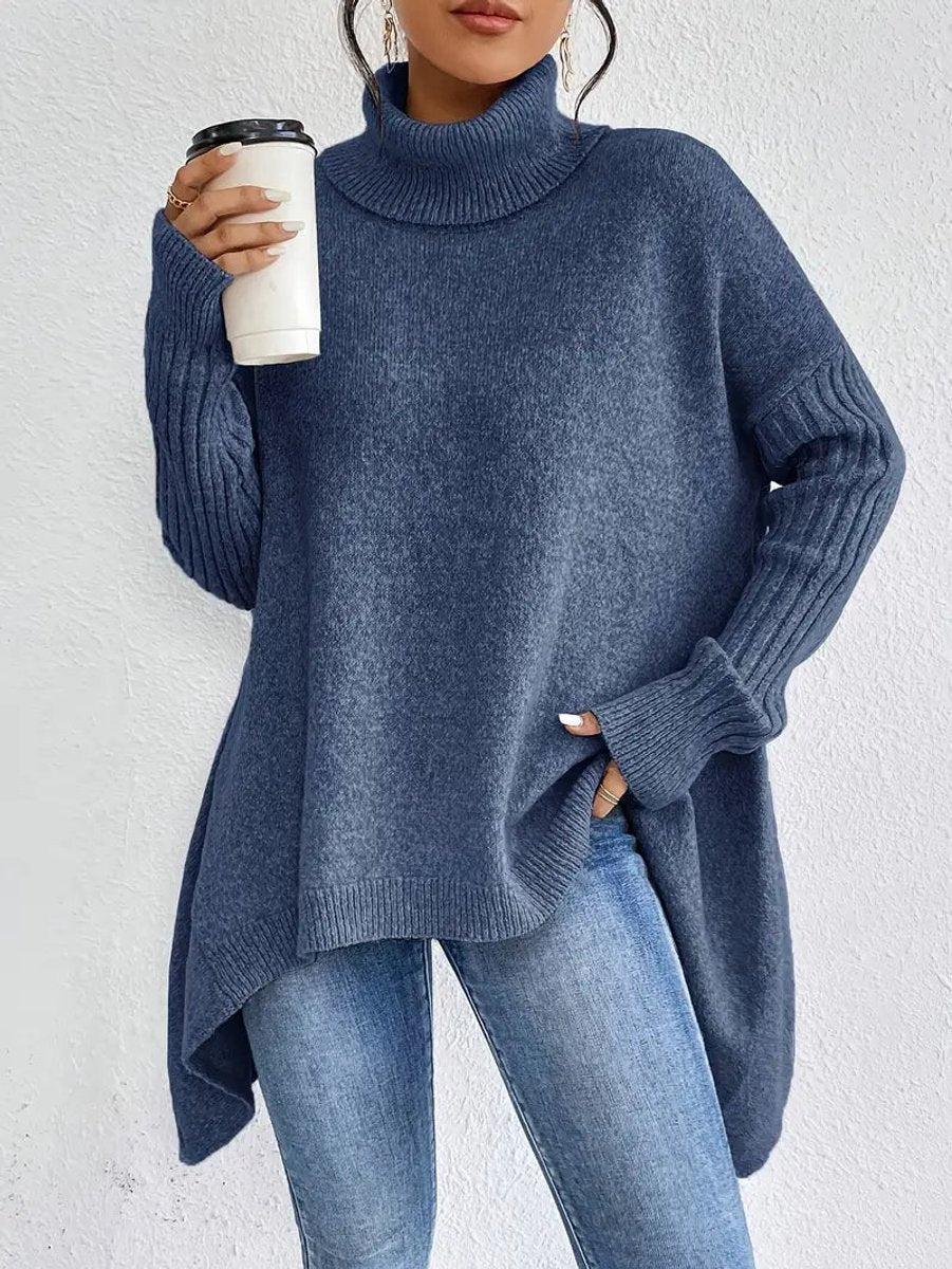 Greta | Oversized Turtleneck Sweater with High-Low Hem