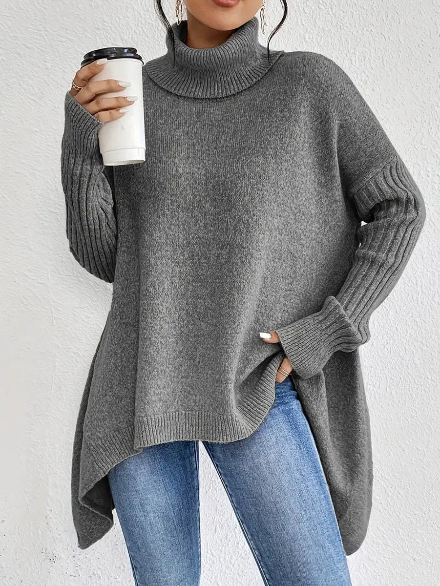 Greta | Oversized Turtleneck Sweater with High-Low Hem