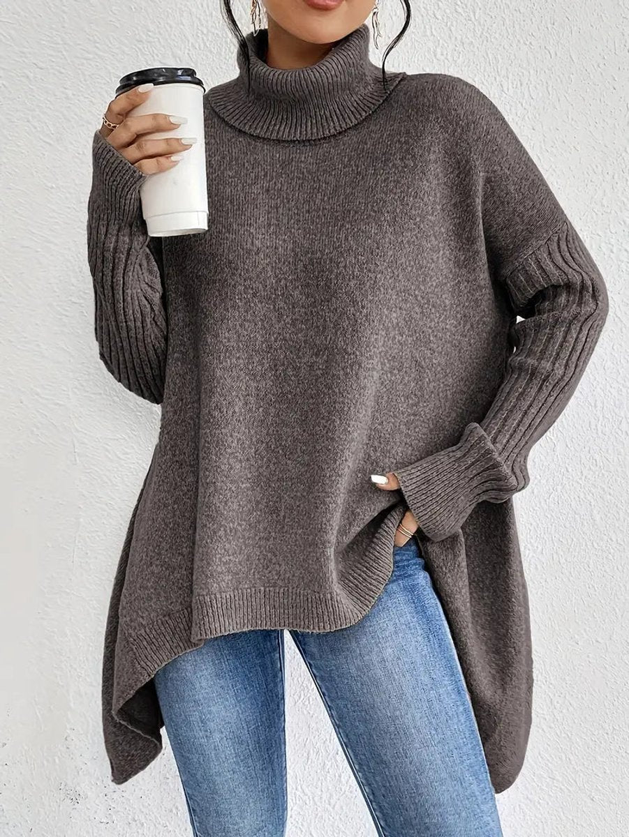Greta | Oversized Turtleneck Sweater with High-Low Hem