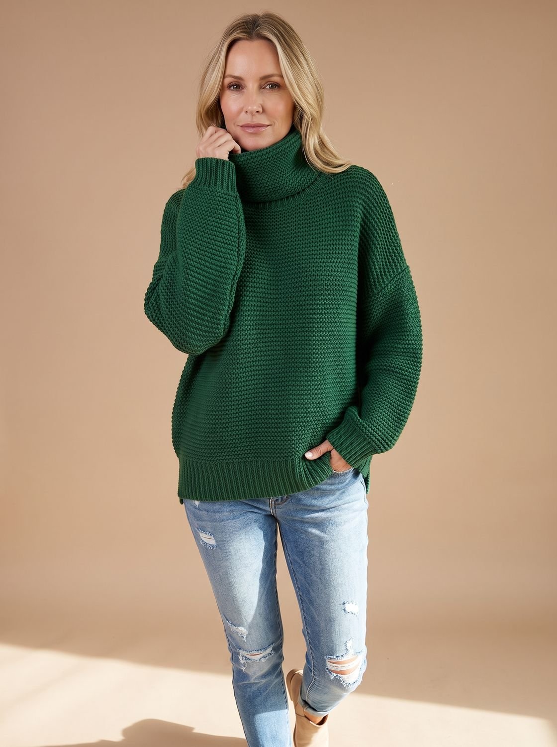 Hannah | Oversized Ribbed Turtleneck Sweater for Women