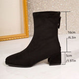 Katharina | Suede-Look Ankle Boots with Block Heel and Side Zipper