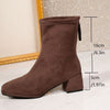 Katharina | Suede-Look Ankle Boots with Block Heel and Side Zipper