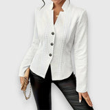 Maribel | Elegant Cable-Knit Cardigan with Stand-Up Collar
