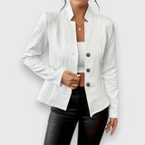 Maribel | Elegant Cable-Knit Cardigan with Stand-Up Collar