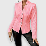 Maribel | Elegant Cable-Knit Cardigan with Stand-Up Collar