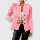 Maribel | Elegant Cable-Knit Cardigan with Stand-Up Collar