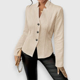 Maribel | Elegant Cable-Knit Cardigan with Stand-Up Collar