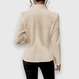 Maribel | Elegant Cable-Knit Cardigan with Stand-Up Collar