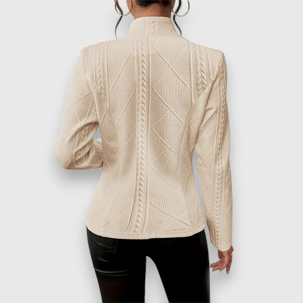 Maribel | Elegant Cable-Knit Cardigan with Stand-Up Collar