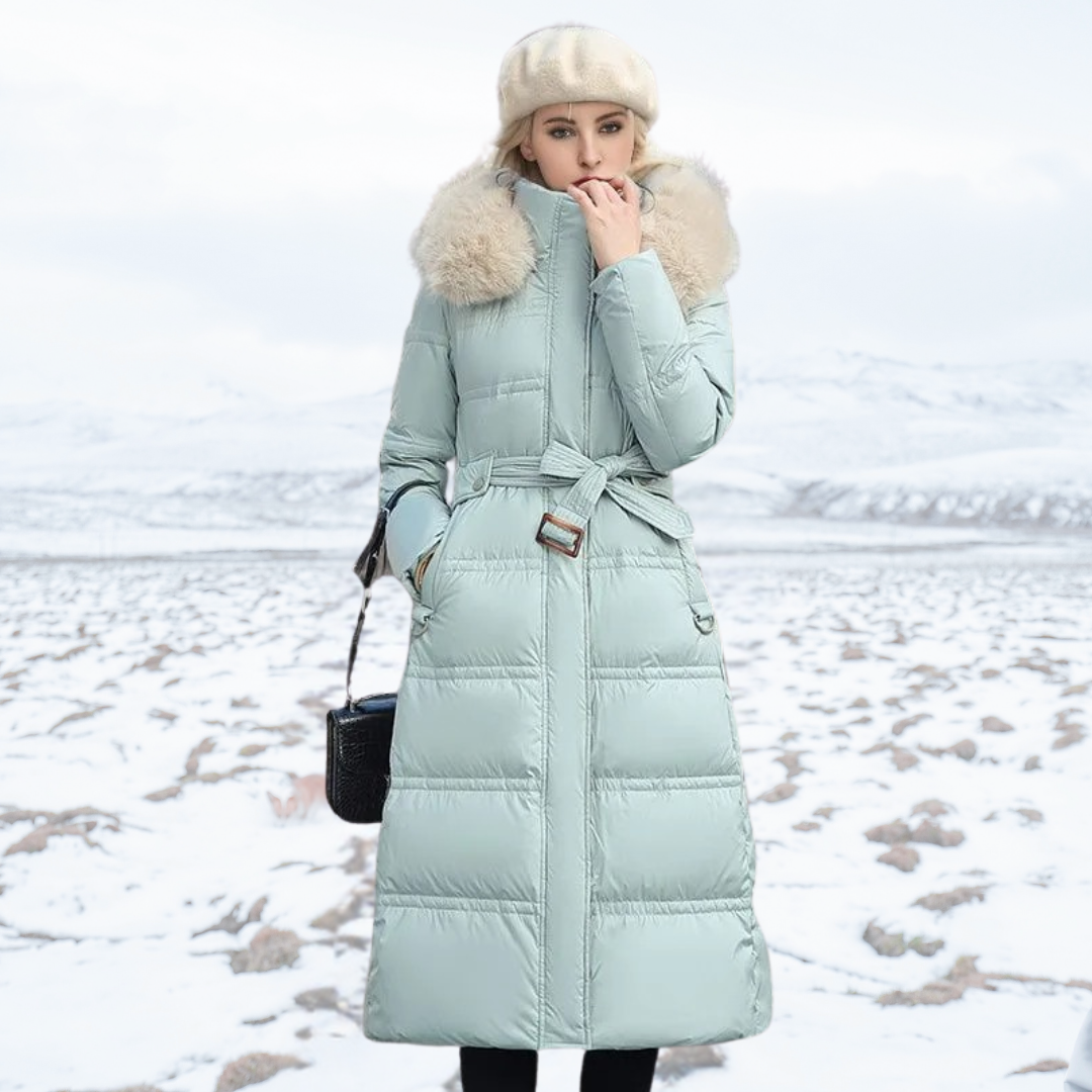 Sophia | Long Quilted Winter Coat with Plush Collar