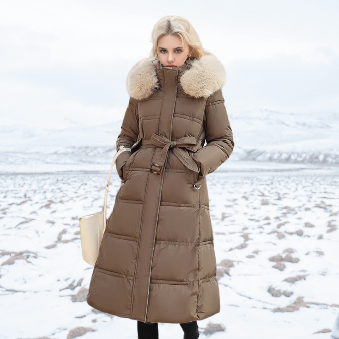Sophia | Long Quilted Winter Coat with Plush Collar