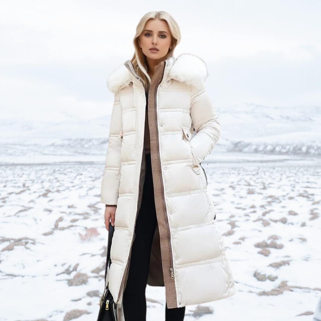 Sophia | Long Quilted Winter Coat with Plush Collar