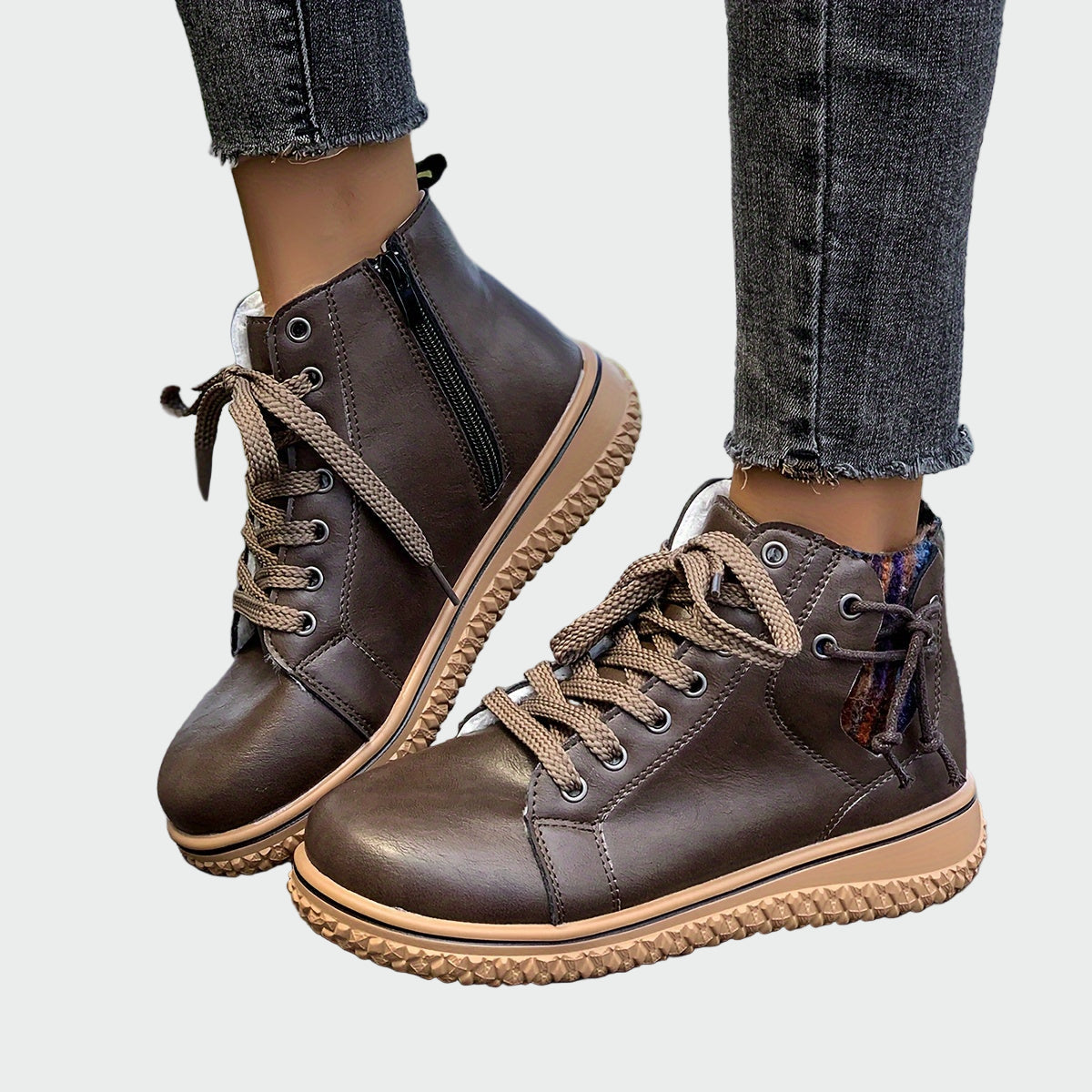 Selma | Orthopedic Leather Ankle Boots with Lace-Up Design