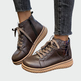 Selma | Orthopedic Leather Ankle Boots with Lace-Up Design