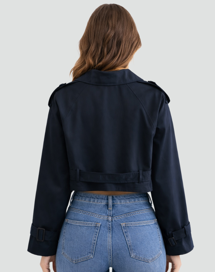 Elena | Women's Cropped Belted Trench Coat