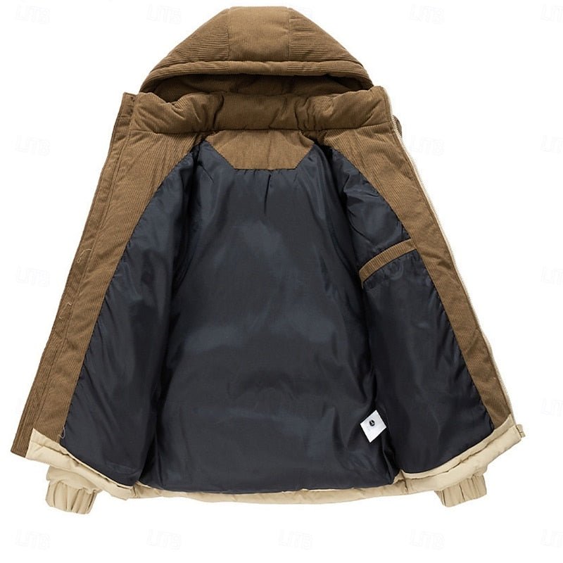 Annalise | Men's Hooded Puffer Jacket with Colour-Block Design