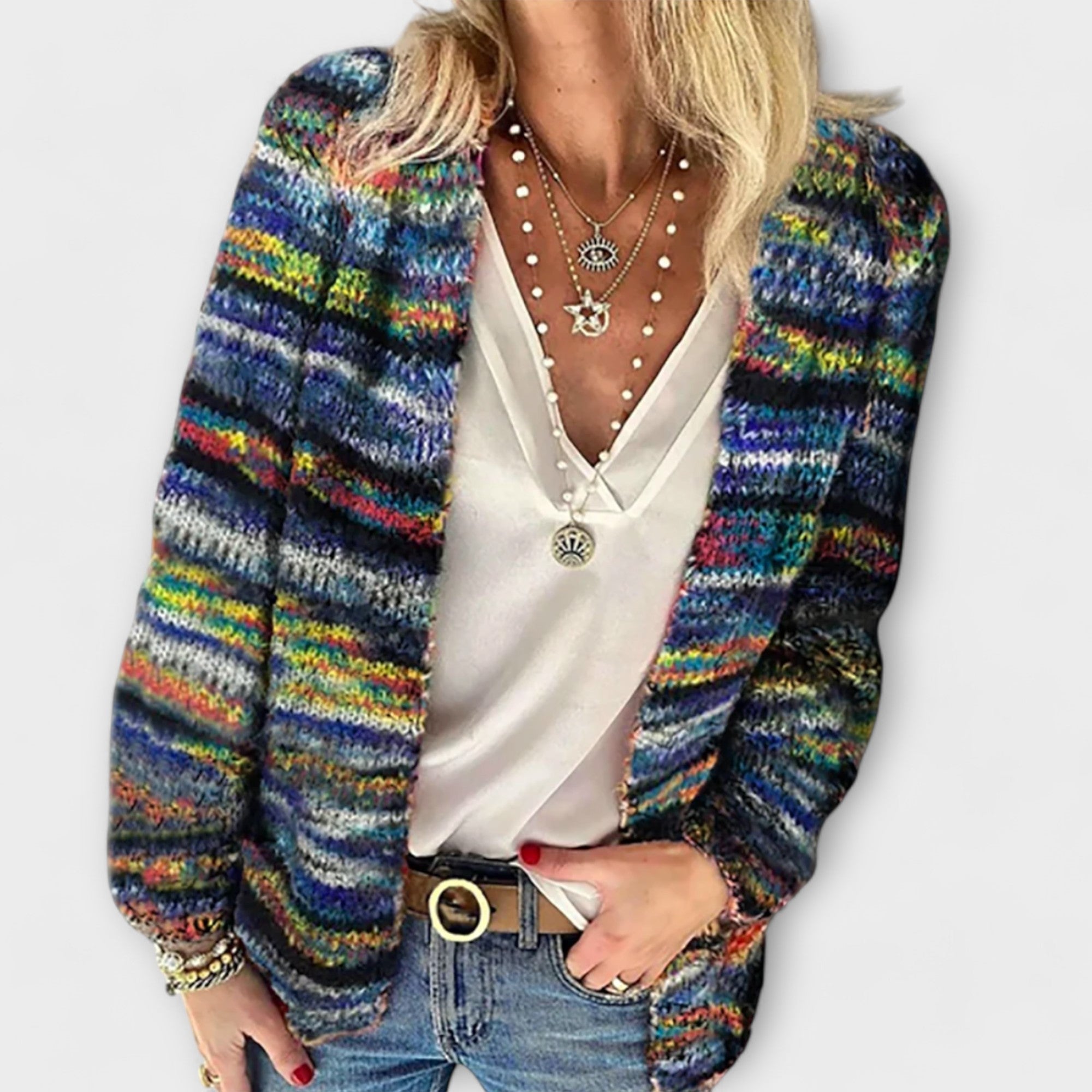 Abigail | Women's Colorful Striped Open Cardigan