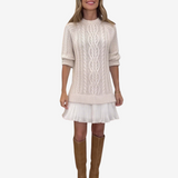 Celeste | Women's Cable Knit Mini Dress with Pleated Skirt