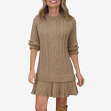 Celeste | Women's Cable Knit Mini Dress with Pleated Skirt