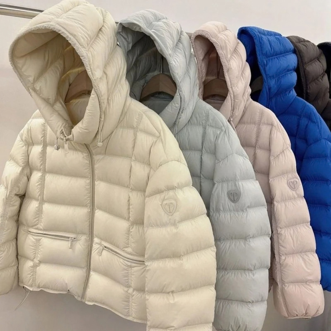 Elara | Women's Short Quilted Jacket with Hood and Zipper