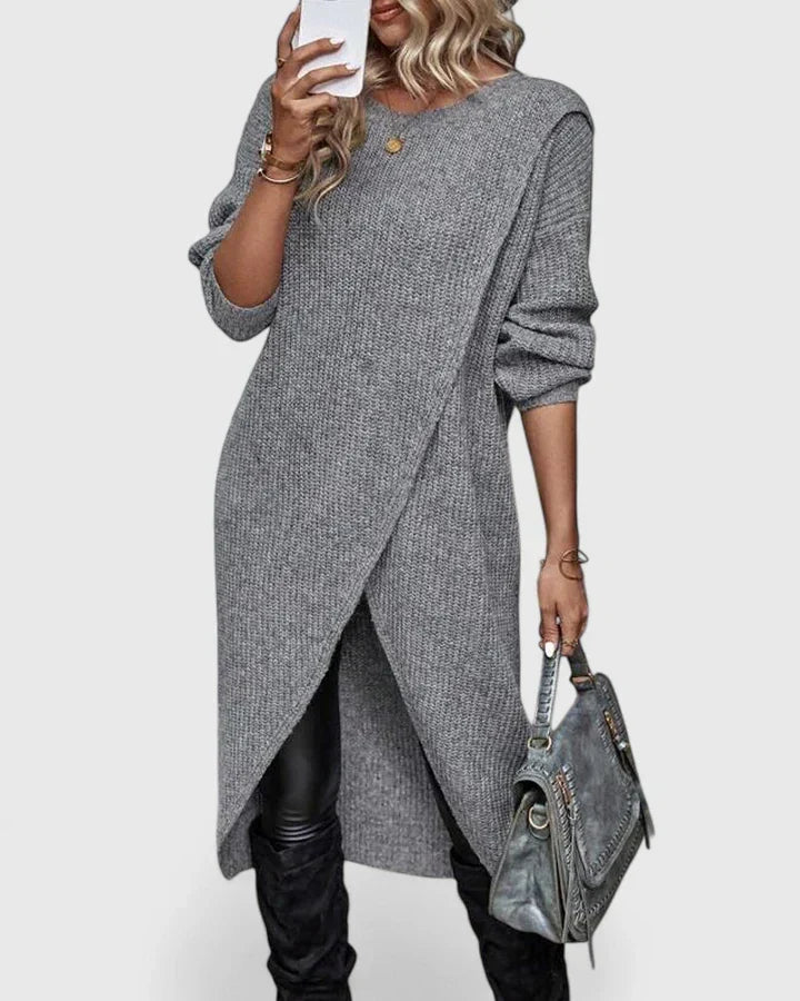 Grace | Women's Long Knit Dress with Wrap Front