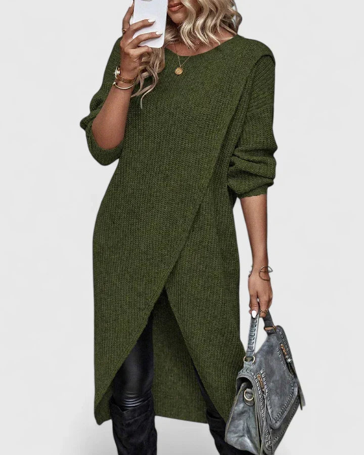 Grace | Women's Long Knit Dress with Wrap Front