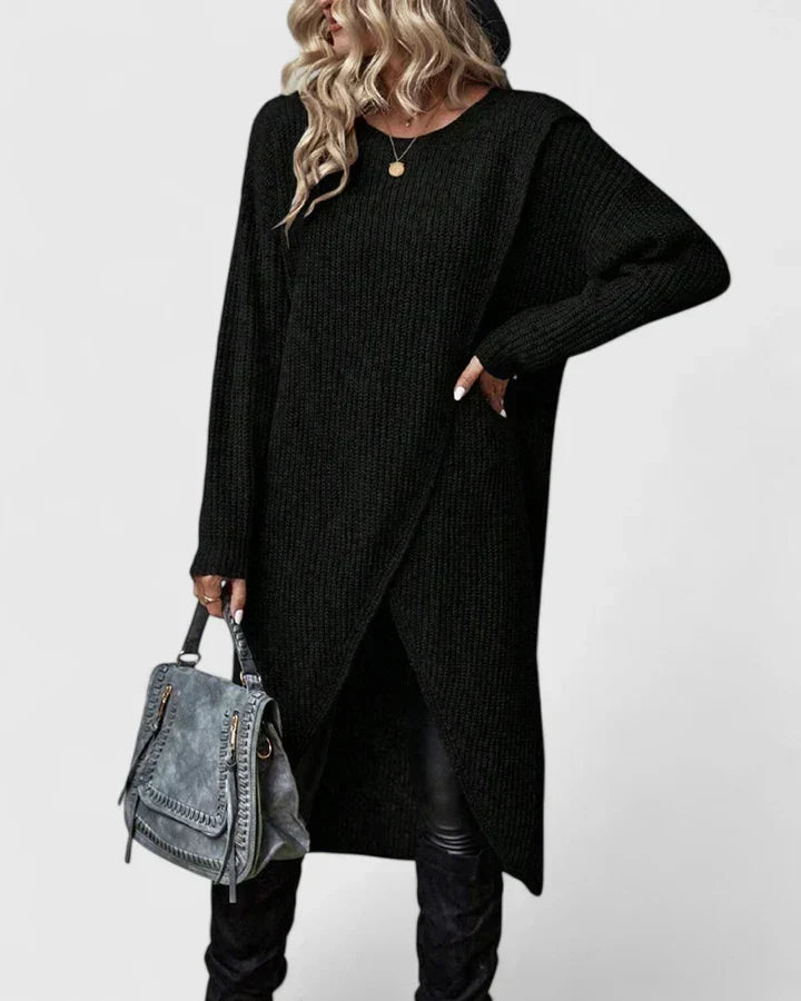 Grace | Women's Long Knit Dress with Wrap Front