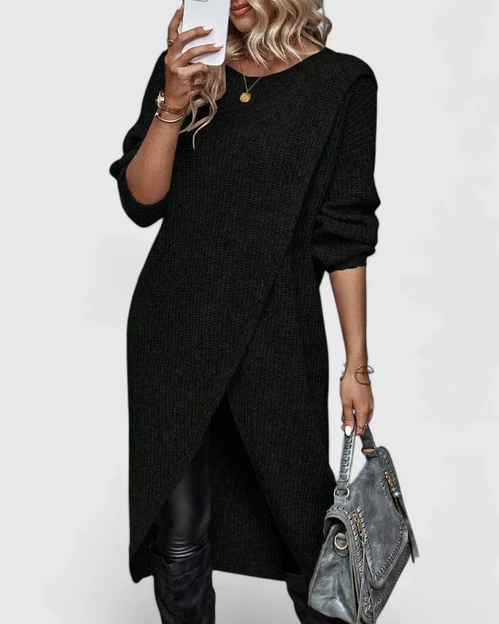 Grace | Women's Long Knit Dress with Wrap Front