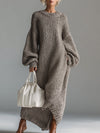 Cynthia | Women's Oversized Chunky Knit Maxi Dress with Balloon Sleeves