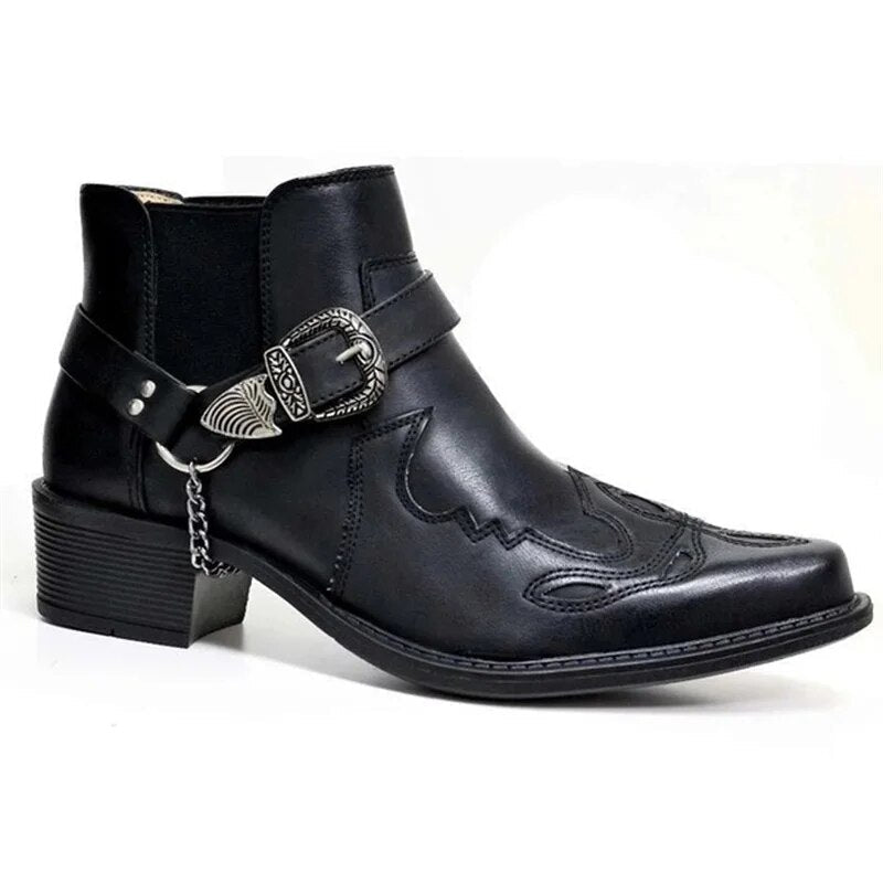 Wyatt | Western Ankle Boots with Buckle Detail for Men