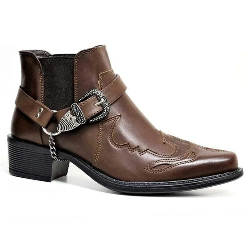 Wyatt | Western Ankle Boots with Buckle Detail for Men