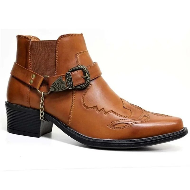 Wyatt | Western Ankle Boots with Buckle Detail for Men