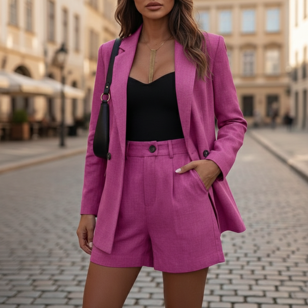 Zelia | Women's Double-Breasted Blazer & Shorts Set