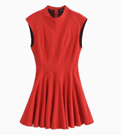 Mini-robe trapèze rouge sans manches