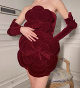Robe courte à fleurs rouges Azura