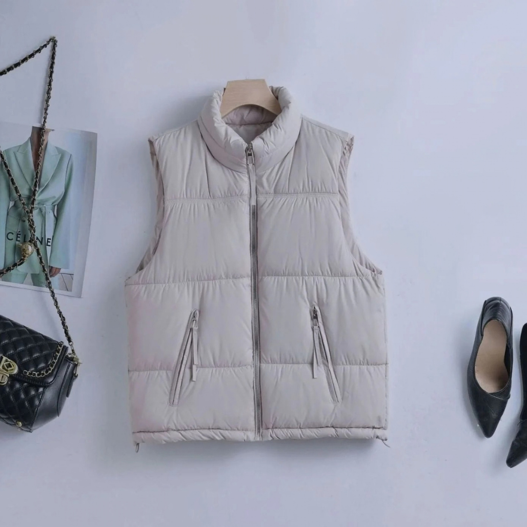 Camille | Women's Quilted Vest with Stand-Up Collar and Zipper