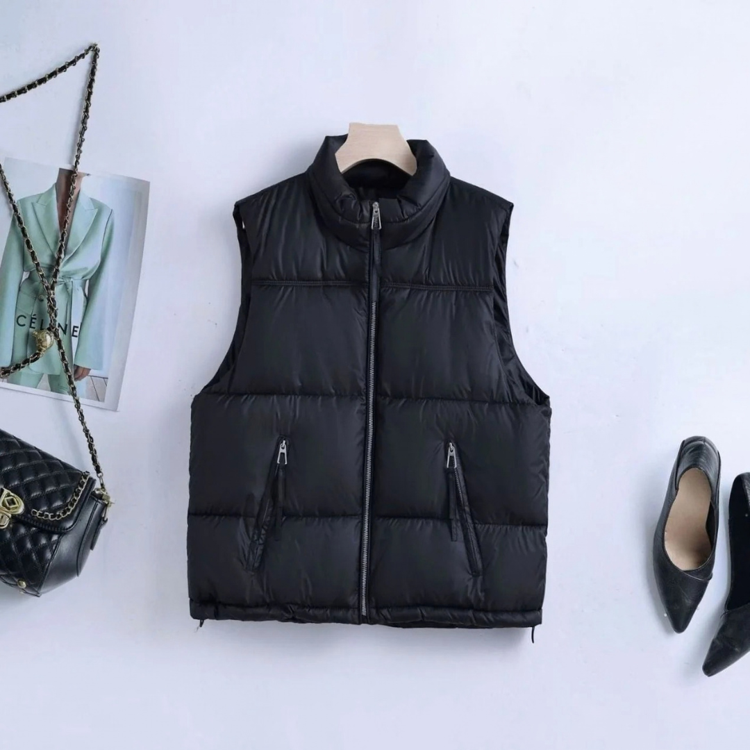 Camille | Women's Quilted Vest with Stand-Up Collar and Zipper