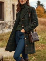 Elodie | Women's Long Checked Button Coat