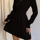 Alyssa | Women's Cable-Knit Long Sleeve Mini Dress