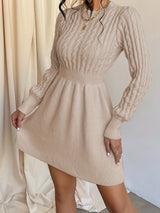 Alyssa | Women's Cable-Knit Long Sleeve Mini Dress