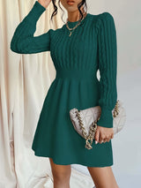 Alyssa | Women's Cable-Knit Long Sleeve Mini Dress