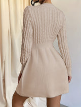 Alyssa | Women's Cable-Knit Long Sleeve Mini Dress